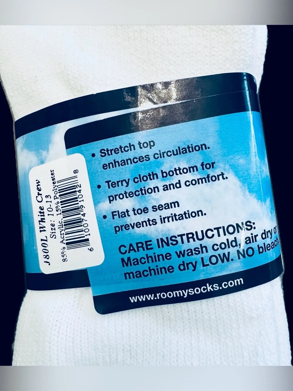 NWT Extra Roomy White Diabetic Socks - 6 Pack